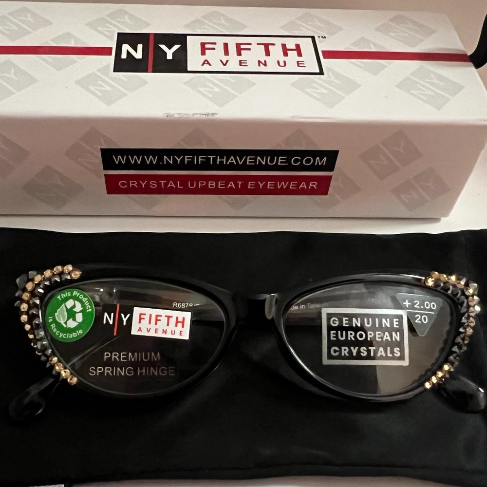 Lynx Bling Cat Eye Reading Glasses +2.00 NEW